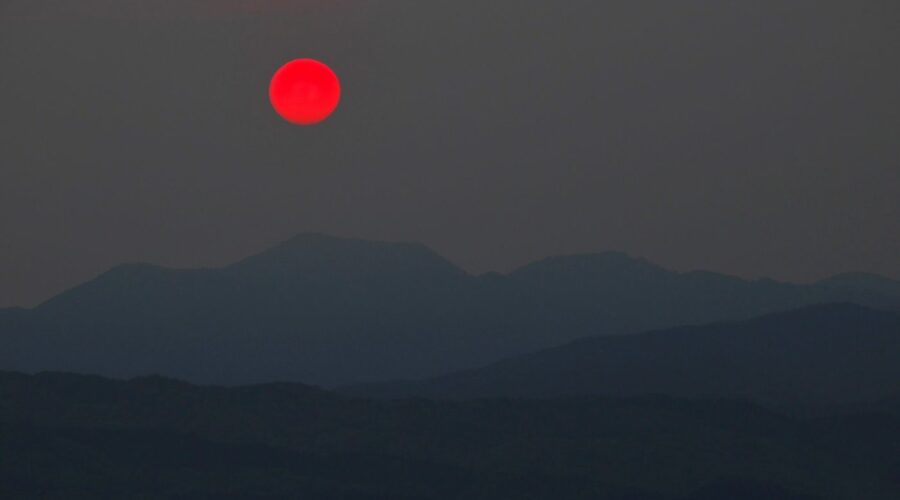 Sonnenuntergang am Pazifik, Hakodate, Hokkaido, Japan