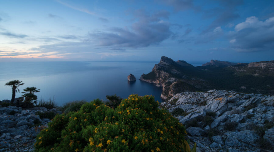 Blaue Stunde hoch über dem Meer Mallorca