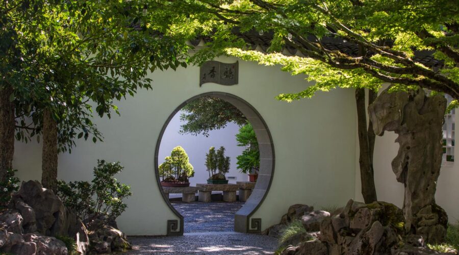 Rundes Tor , Lan Su, Portland, Chinesischer Garten